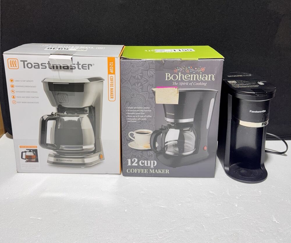 Coffee Maker Bundle 3pcs Toastmaster Bohemian Farmivorths Used Set of 3